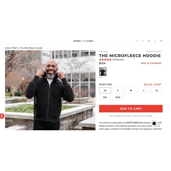 SCOTTeVEST Black Microfleece Hoodie Jacket Full Zip 21 Pockets Technical Men's S - Picture 2 of 13